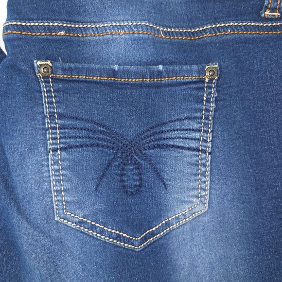 Revolution by Revolt Faded Jean Women 22W Dark Denim Stretch Tapered Distressed - Picture 5 of 16